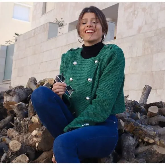 RARE! ZARA Green Cropped Jacket NWT – Blogger Favorite ✨ Size L - Picture 13 of 16